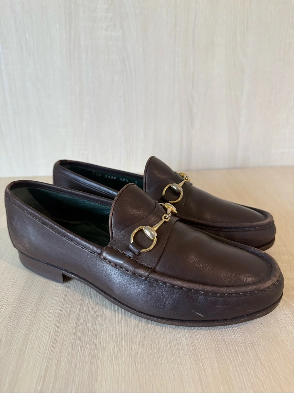 Vintage Gucci Horsebit Loafers Brown Leather Men’s EU 42.5 Moc Toe Italy